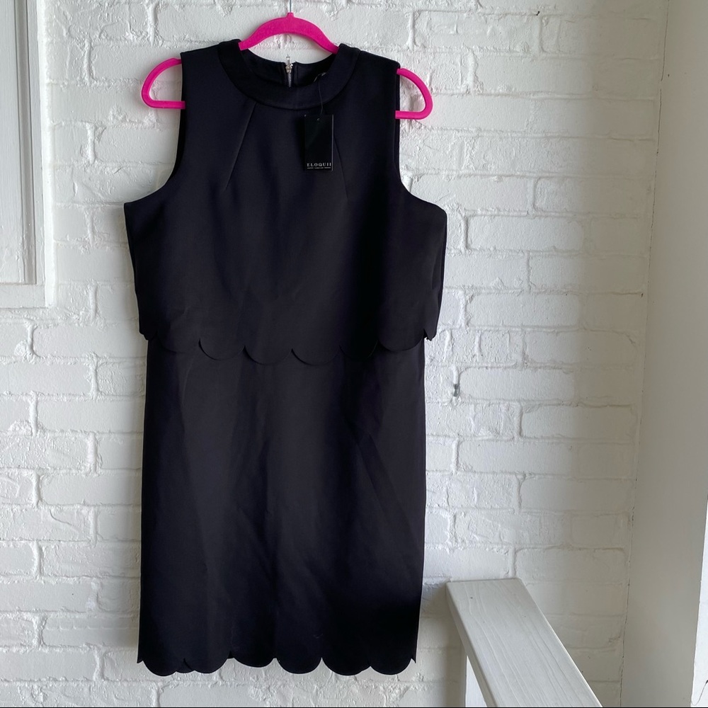 NWT Eloquii Black Scalloped Dress Size 14